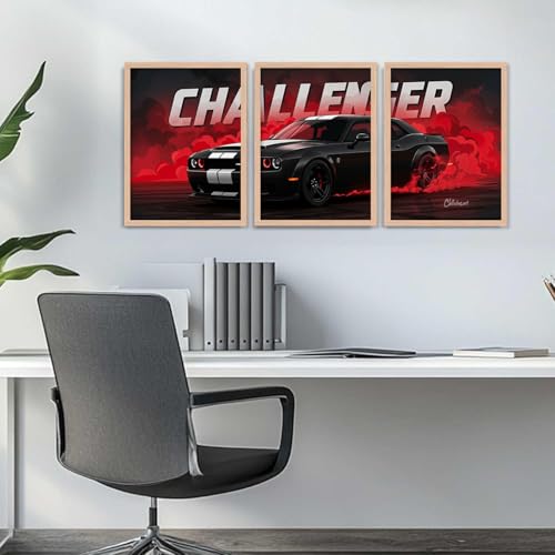 Image of TASVEE Car wall posters | set of 3 wall frames | posters for wall | Wall Decoration for Bedroom, Living Room & Office | Best Gift for Boys & Car Lovers (A3, LARGE 13X17, Framed)