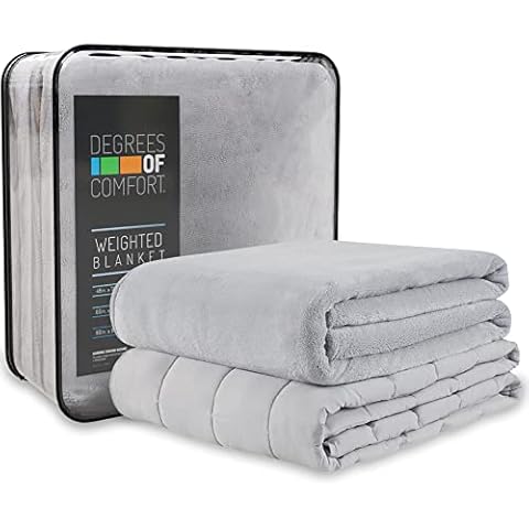 Degrees of Comfort Weighted Blanket w/ 2 Duvet Hot & Cold Sleepers|Advanced Nano-Ceramic Beads Deliver Durability & Silky Comfort (48x72 15lbs, Polyester, Grey | 1 Cover Cover
