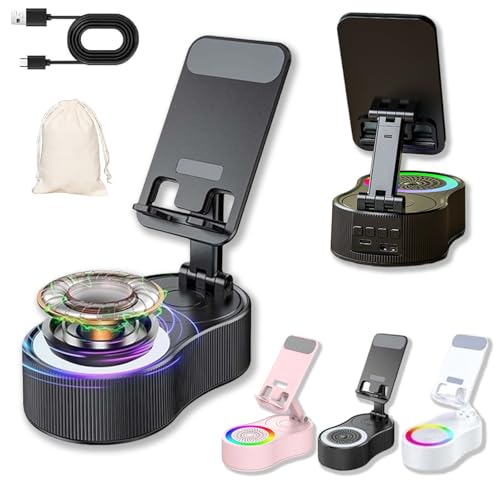 Sonicdrop Dock – No-Pair Magic Speaker & Charging Stand, Adjustable Sonicdrop Dock Holder, Drop-to-Play Sound, 360 Degree Rotation & 7 Colors Light with Bluetooth Mode (1PC-Black)