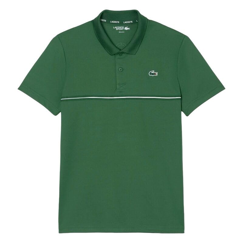 Lacoste Polo Deportivo para Hombre, Verde, Tejido de Piqué, Tecnología Ultra Dry, Protección UPF 50, Corte Regular (FR/ES, Letras, S, Regular, Regular)