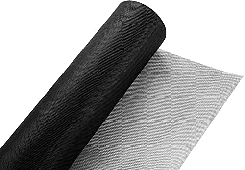 Fiberglass Window Screen Roll 96 x 100 Continuous Roll UV Protection Install and Repair Door and Window Screen(96 x 100 Black)
