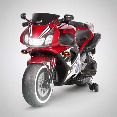 Image of Little Rides Battery Operated Bike for Kids with Foot Accelerator & Music | Rechargeable Ride on Bike with Training Wheels & LED Light | Baby Electric Bike for Kids to Drive 2 to 8 Years (Red) (Red)