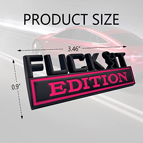 Image of Fuck IT Edition Emblem, Car Exterior Emblems Badge 3D Sticker Decal, Fuck-IT Edition Emblem 3D Fender Badge Decal, 3D Fender Badge Decal Car Truck Replacement, Fit for All Cars (Black Rose)