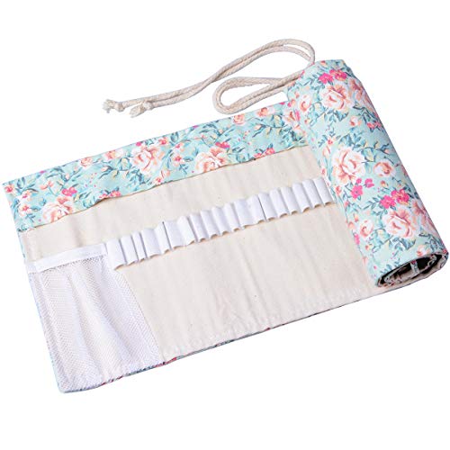 CreooGo Canvas Pencil Wrap, Travel Drawing Pencil Roll Organizer For Artist, Pencils Pouch