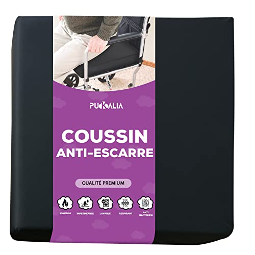 Coussin Anti Escarres Fessier - Coussin Chaise Bureau - Coussin pour Fauteuil Roulant 41x41 - Coussin Viscoélastique Lavable - Mousse Cover