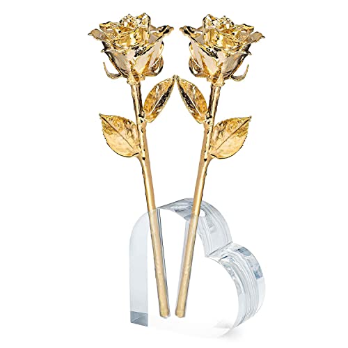 Image of Forever Rose 24K Gold Dipped Real Rose, Acrylic Heart & Gold Box