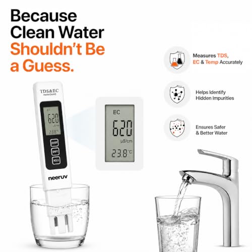 Image of Digital TDS,EC & Temperature Meter for Water Testing | PPM Quality Tester with LCD Display,Quick Reference & Protective Case for RO, Drinking, Aquarium & Swimming Pool