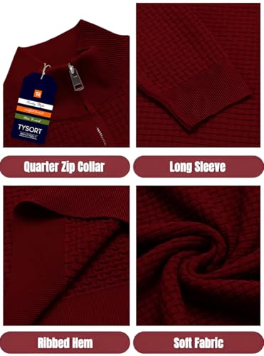 Image of TYSORT Men High Neck Zipper Full Sleeve Waffle Knitted Winter Sweater,Waffle Knit Sweater for Men