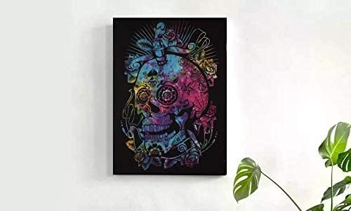 AVA Collections Tie Dye Multicoloured Dead Skull Wall Hanging Psychedelic Tapestries Indian Cotton Poster Boho Bohemian Decor Wall Art Hippie Bedroom Décor 102x76 cm (Multicolour - Image 4