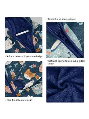 Teacup Cat Pet Girls Fleece Jacket Girls Fall Jacket Boys Coats Zip Up Hoodie Children Sherpa Warm Outerwear 2-10T3