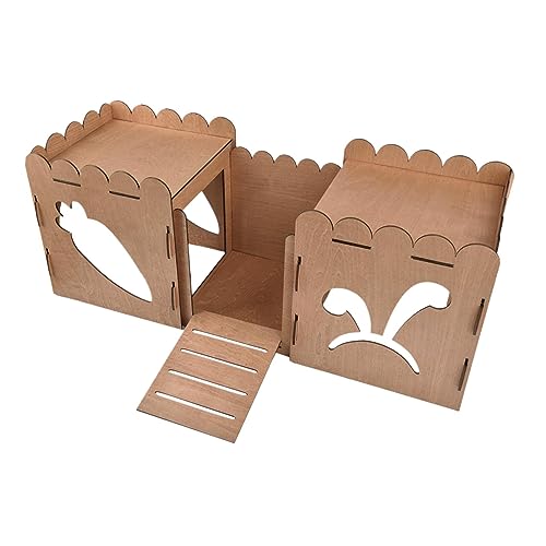 Castillo de madera para conejos que evita el estrés de roedores 4