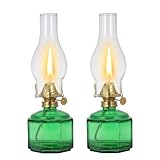 DNRVK 2 Pack Rustic Oil Lamp Large Vintage Glass Kerosene Lamp Chamber Oil Lamps for Indoor Use Home Decor Classic Old Hurricane Oil Lamp for Emergency Lighting 12.5''