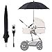 Kinderwagen Regenschirm Universal - UV Schutz 50+ Sonnenschirm Buggy für Kinderwagen und Buggy - mit Einem Regenschirmgriff- Schwarz