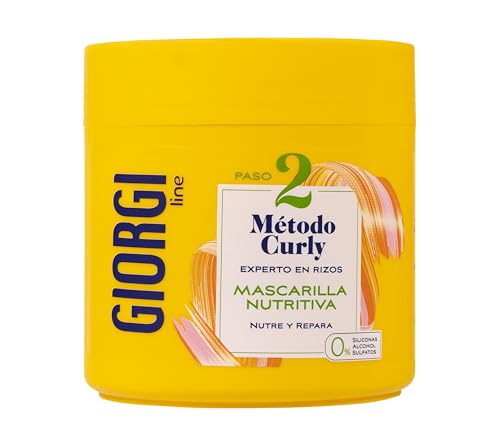 GIORGI Line - Mascarilla Nutritiva, Método Curly, Rizos Espectaculares, 0% Alcohol, 0% Siliconas, 0% Sulfatos, Con Proteínas Vegetales y Aguacate - 350 ml