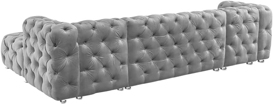 U-Shaped Modular Sofa Grey Velvet Fabric Living Room Sofa Living Room Furniture