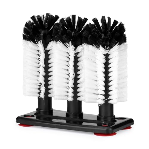 QWORK® Brosse à Verre, Brosse à Vaisselle, Lave-Verre, 18.5 x 9.5 x 19cm, Noir, Plastique