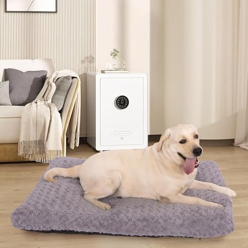 Image of Faux Fur Dog Bed Covers - Ultra Soft Rose Velvet, Removable & Washable, Cozy & Durable,Large Pet Bed Cover Only (No Filling) - Gray, (Rose Velvet Gray, 44 inch L x 32 inch W x 4.5 inch Th)