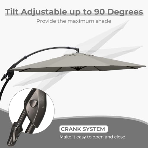 Image of Grand patio 12FT Cantilever Round Umbrella with Base & Cover, Gray
