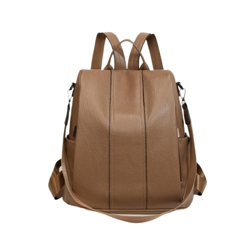 Mochila Anti-roubo de couro macio vintage bolsa de ombro de alta capacidade (cafée)