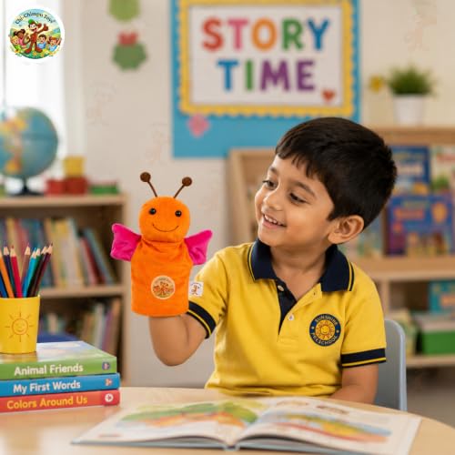 Image of Butterfly Hand Puppet for Kids | Soft Plush Animal Puppet | Storytelling, Role Play, Preschool Learning Toy | Interactive Educational Puppet for Boys & Girls