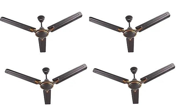 Image of USHA Racer Chrome 1200mm 50 Watt Energy Efficient 1 Star Rated Power Saving High Speed Decorative Ceiling Fan (Smoke Brown) Pack of 4