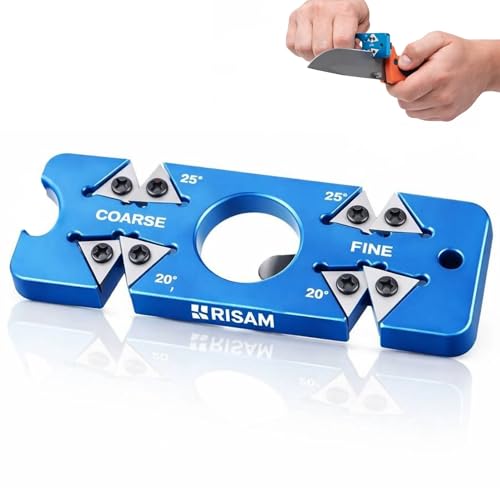 RISAM KITCHEN Messerschärfer klein 6 in 1 Reise Messerschärfer Profi & Messerschleifer Knife Sharpener Messer schärfen 8 5 cm x 2 8 cm x 0 5 cm 37 5 g mit Clip & Anhänger