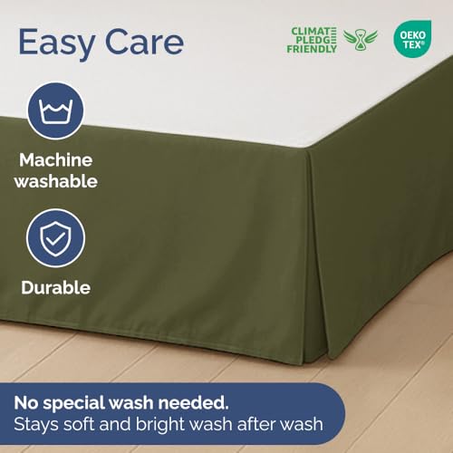 Pleated Bed Skirt Twin Size - 3 Sided Pleated Bed Skirt Twin - Ultra-Soft, Easy Fit with 15 Inch Tailored Drop - Hotel Quality, Wrinkle & Fade Resistant - for Women, Men, Kids and Teens - Sage Green