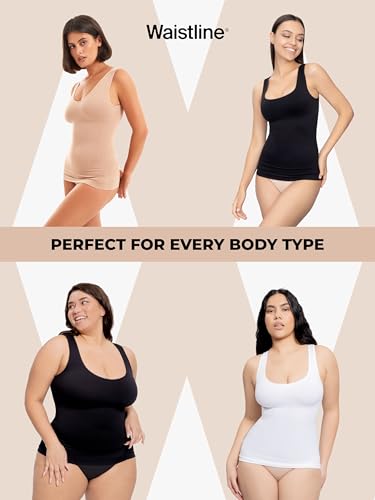WAISTLINE Women's Compression Tank Top with Wide Straps - Shapewear Camisole for Women - Body Shaper Cami for Tummy Control