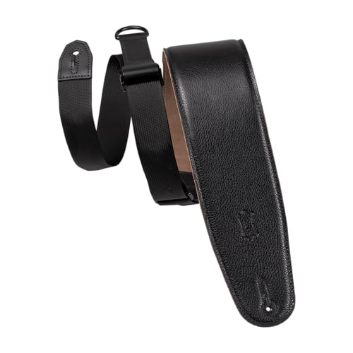 Levy's Leathers Right Height™ 3.5” Wide Garment Leather Padded Bass Guitar Strap in Black (MRH4GF-BLK)