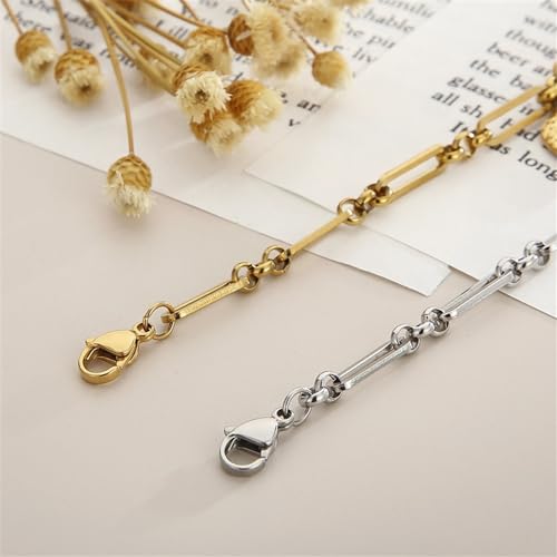 Image of 18K Gold Plating Stainless Steel Paperclip Chunky Chain Bracelet Dainty Heart Neutral Jewelry Gift