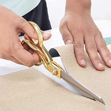 Image of HUNNY- BUNCH Crown Premium Sturdy Sharp Stainless Steel Scissor with Heavy Brass Handle for Tailoring Clothes and Fabric (12 INCH) with Free 50 cm of Muslin /Markin Fabric for Home Use.