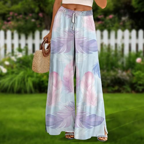 MARSVOVO Pants for Women Trendy Wide Leg Summer Loose Drawstring Ankle Elastic High Waisted Comfort Breathable Trousers2