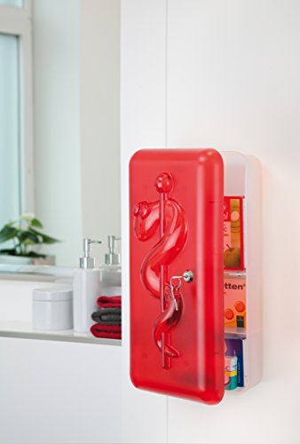 Koziol Dr. K First Aid Cabinet Plastic Solid, Transparent red, 14 x 22 x 41.6 cm