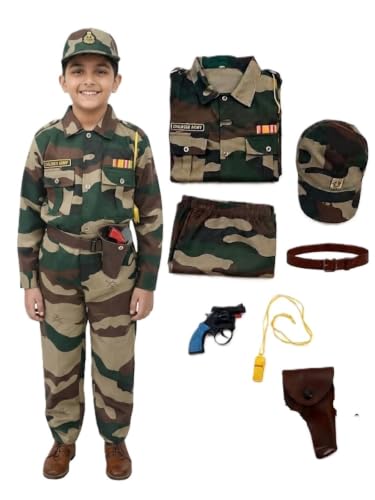 Image of BookMyCostume Kids 6-Pcs Forces & Community Helper Costume Collection - Army, Military, Navy, Police & Soldier Outfits - Fancy Dress for Patriotic Events, School Annual Day, Role-Play & Competitions