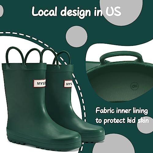 Image of mysoft Kids Rain Boots for Girls Boys Toddler Waterproof Rubber Cute Printed with Easy-On Handles