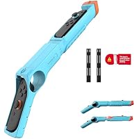 INITMMO Shooting Game Gun Controller for Nintendo Switch 1/2/OLED Joy Cons, Scalable Gun Hand Grip for Sniper Elite, Hunting Simulator, Wolfenstein 2,Splatoon,Big Buck Hunter&Other Hunting Games- Blue