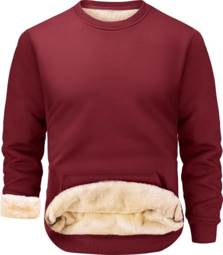 Peakwell Herren Gefütterte Sweatshirts Winter Warm Fleece Pullover | Hochwertiger Schwerer Stoff, Fleece-Futter, Kängurutasche, Verstärkte Doppelnaht, Geeignet für Alltag, Freizeit
