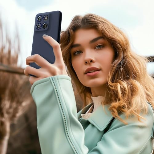 Image of DIZORO Microfiber Candy Case for Motorola Edge 60 Pro 5G Smooth Touch Cushion Liquid Soft Silicone Gel Rubber Phone Cases Non-Slip Full Body Protective Shockproof Back Cover - Navy