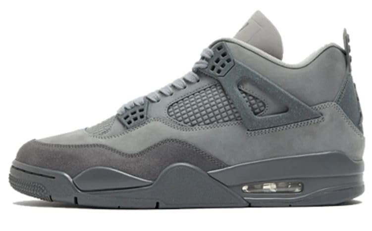 Men's Jordan 4 Retro SE Wet Cement Lifestyle Shoes (Smoke Grey/Iron Grey/Cement Grey) by JORDAN