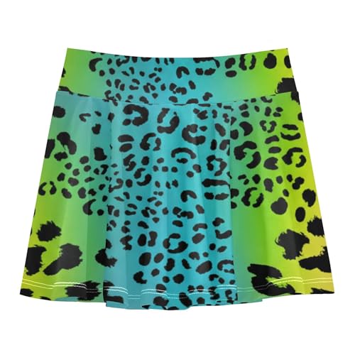 Rainbow Colored Leopard Pastel Toddlers Tennis Skirts Preppy Girls' Shorts Athletic Skorts School Skirt 4t