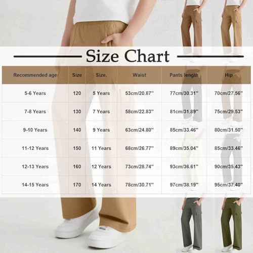 Kids Cargo Pants Baggy Hiking Pants Straight Leg Trousers Casual Travel Pant School Uniform Pant for Boys Girls3