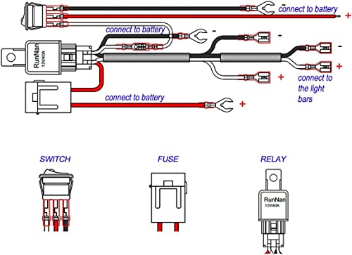 Wiring Harness Switch Relay Kit for Connecting 2 LED Truck Driving Light Bar SUV 4WD ATV