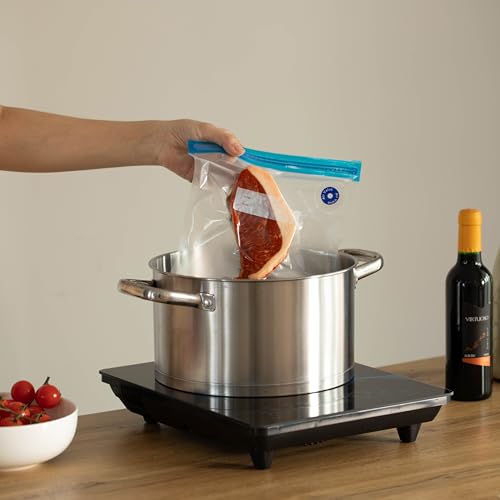 Image of Basicwise 10 inch x 13 inch Set of 12 Reusable Airtight and Resealable Food Storage Bags Durable & Convenient Solution for Fruits Fresh Vegetables Cooked Meals & Leftovers Compatible with Most Vacuum Sealers