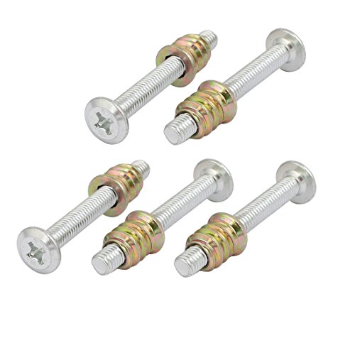 Image of Rely⇒VP INDUSTRIES (Combo Set -10 Pcs) M6x20mm Flat Head JCB Phillips Screw with M6x13mm D-Nut Cut Threaded with Allen Key 1 Pc | Fastener for Joining Wood Boards, Cabinets,Cupboards,Chairs & Beds.