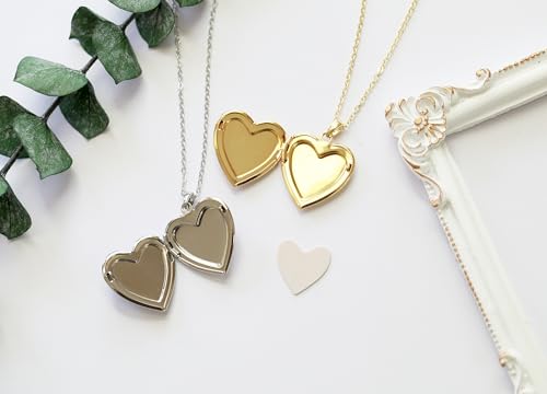 Handmade Heart Shaped Dried Pressed Forget Me Not Flower Photo Locket Pendant Necklace (Gold, Customized with photo)4