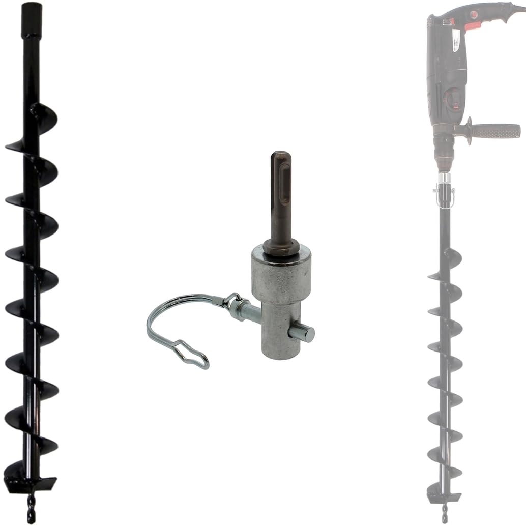 Mèche de tarière Ø 80 mm avec adaptateur perceuse et perforateur SDS-plus
