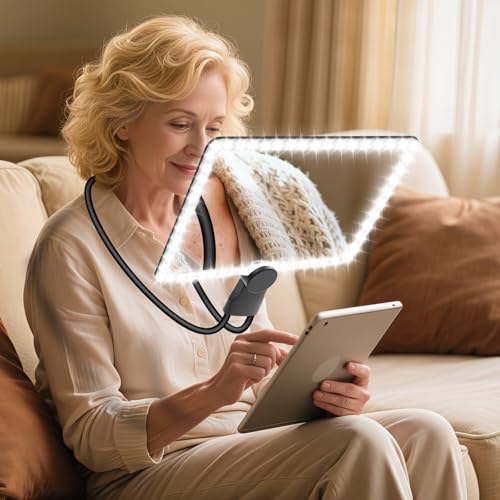 10x Large Magnifying Glass for Reading with Light,Full Page Magnifier with Adjustable Brightness 50...