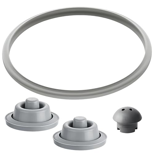 Qnvyw Schnellkochtopf Ersatzteile Wartungskomponenten für Küchengeräte 1 Dichtungsring mit 1 Stahlkugelventil und 2 Silikonkappen zuverlässige Druckkontrolle und sichere Nutzung