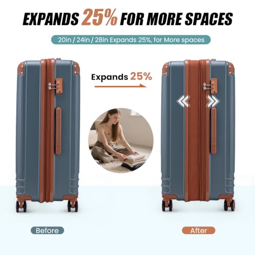 Image of KUNEL Luggage Sets 5 Piece, Hardshell Expandable Suitcase, 20 /24 /28inch