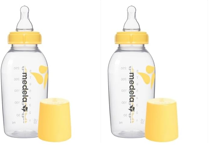 Medela - Biberón con tetina media (250 ml) (Paquete de 2)